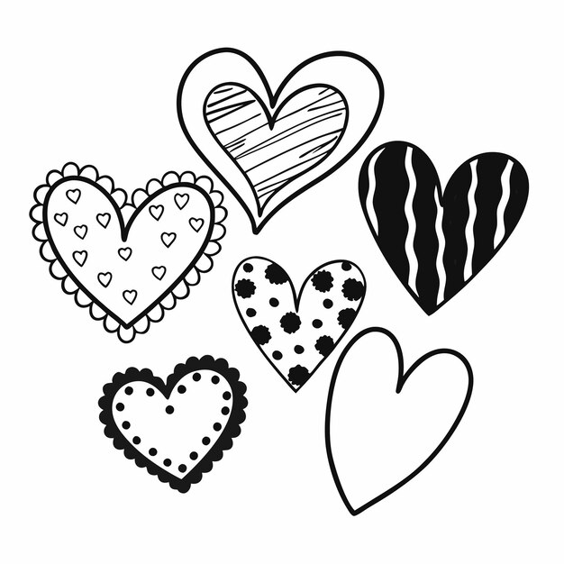 conjunto vectorial de corazones dibujados a mano elementos de diseño para San Valentín