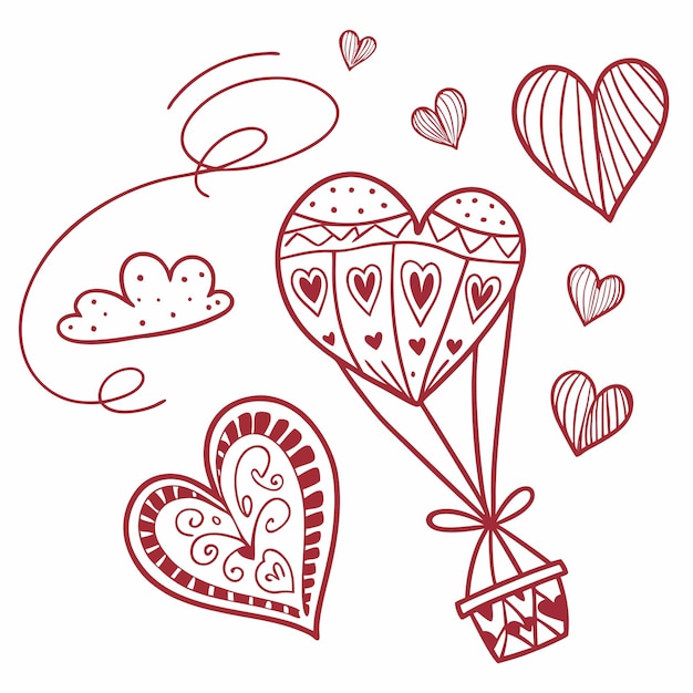conjunto vectorial de corazones dibujados a mano elementos de diseño para San Valentín