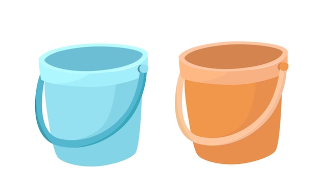 Conjunto vectorial de cubo de plástico Suministros de limpieza Artículo doméstico