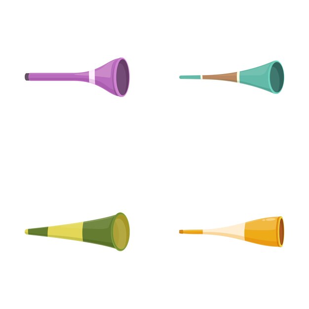Conjunto vectorial de cuernos de fiesta coloridos