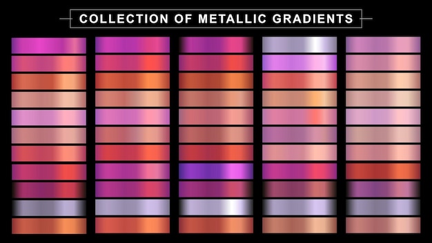Conjunto vectorial de degradados metálicos Elementos metálicos para crear diseños para aplicaciones y sitios web