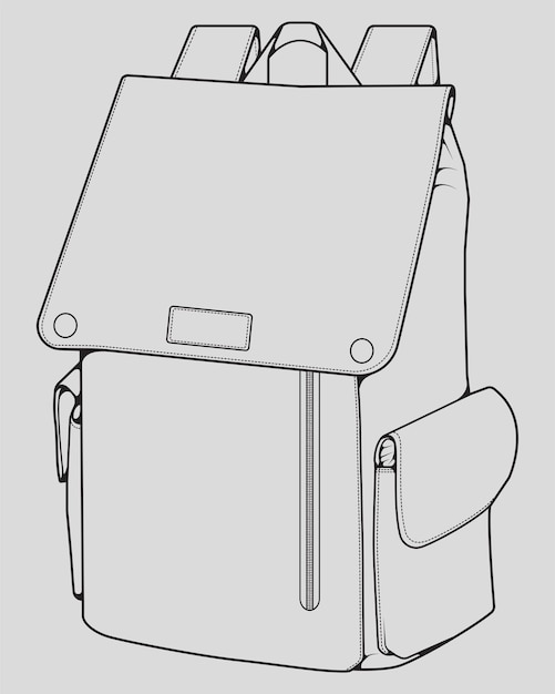 Conjunto vectorial de dibujo de contorno de mochila de mochila en un esquema de plantilla de entrenadores de estilo boceto