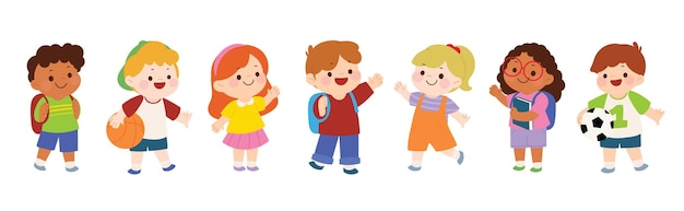 Conjunto vectorial de dibujos animados para niños