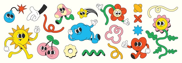 conjunto vectorial de dibujos animados