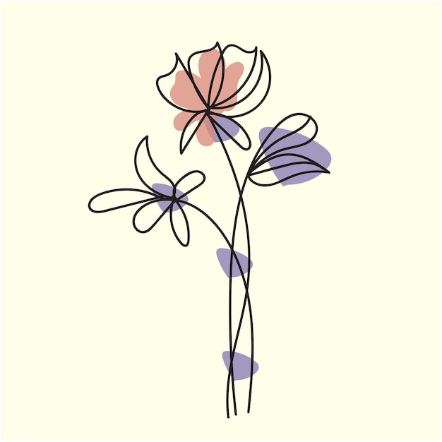 Conjunto vectorial de dibujos botánicos de hojas de flores silvestres