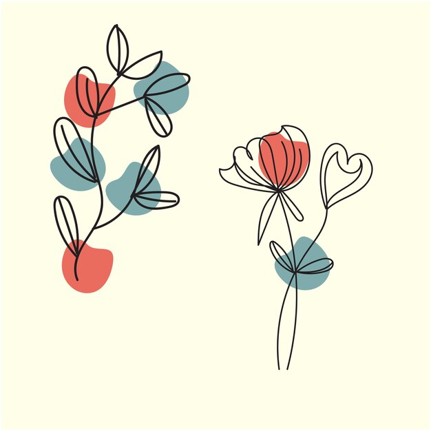 conjunto vectorial de dibujos botánicos de hojas de flores silvestres