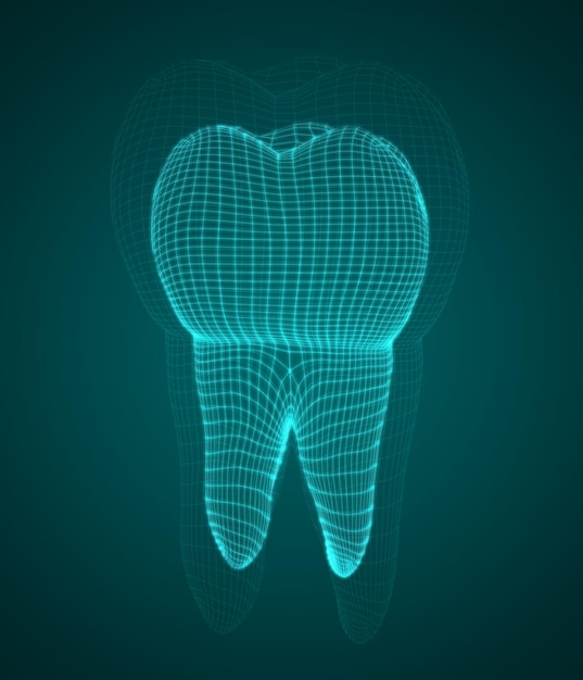 Conjunto vectorial de dientes 3d para medicina dental sobre un fondo azul