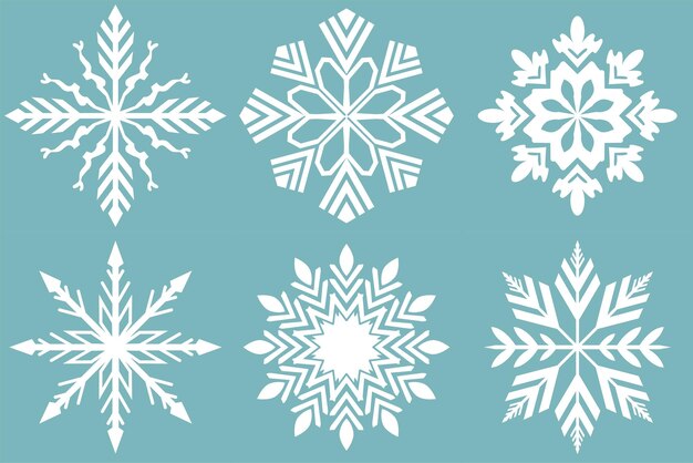 Conjunto vectorial de diferentes copos de nieve aislados en un fondo