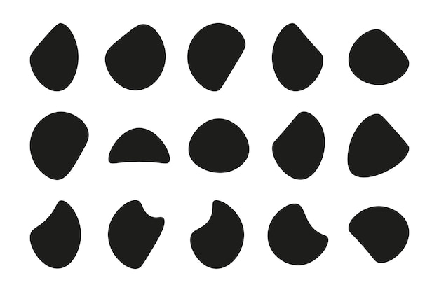 Conjunto vectorial de diferentes formas de manchas aleatorias formas líquidas abstractas elementos orgánicos abstractos redondos