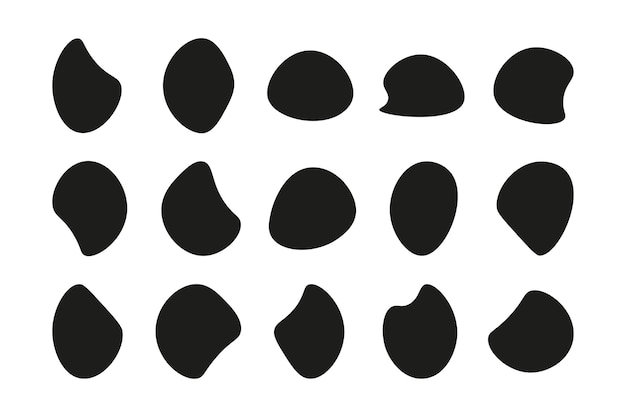 Conjunto vectorial de diferentes formas de manchas aleatorias formas líquidas abstractas elementos orgánicos abstractos redondos