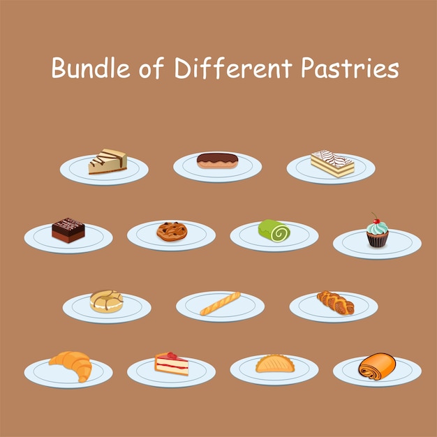 conjunto vectorial de diferentes pastelerías de panadería
