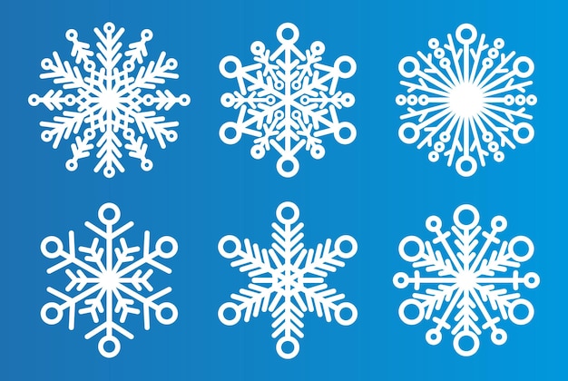 Conjunto vectorial de diseño de copos de nieve blancos de Navidad