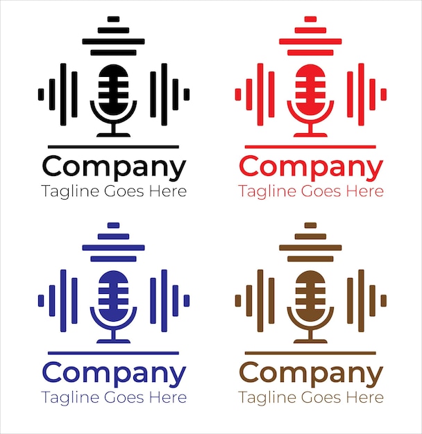 Vector conjunto vectorial de diseño de logotipo para podcast de nuevos negocios