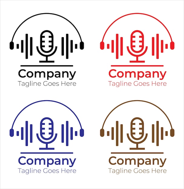 Vector conjunto vectorial de diseño de logotipo para podcast de nuevos negocios