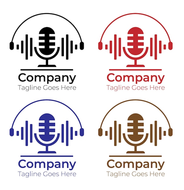 Conjunto vectorial de diseño de logotipo para podcast de nuevos negocios