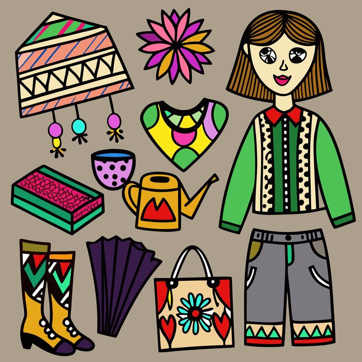 Vector conjunto vectorial de doodles creativos de productos de comercio electrónico