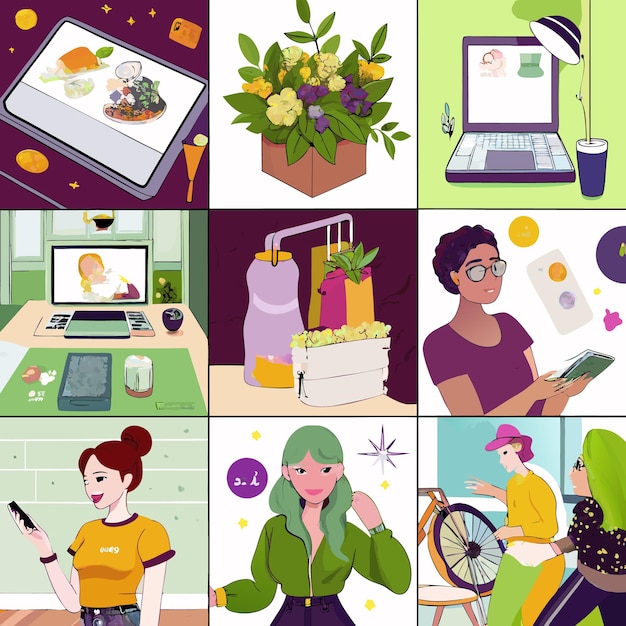 Conjunto vectorial de doodles creativos de productos de comercio electrónico