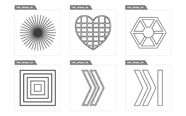 Conjunto vectorial de elementos de activos gráficos extraordinarios Y2K para decoración gráfica