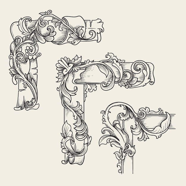Vector conjunto vectorial de elementos decorativos en el estilo de marco victoriano