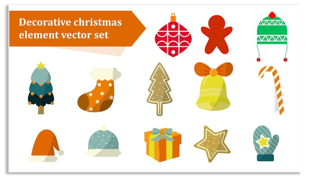 Conjunto vectorial de elementos decorativos de Navidad