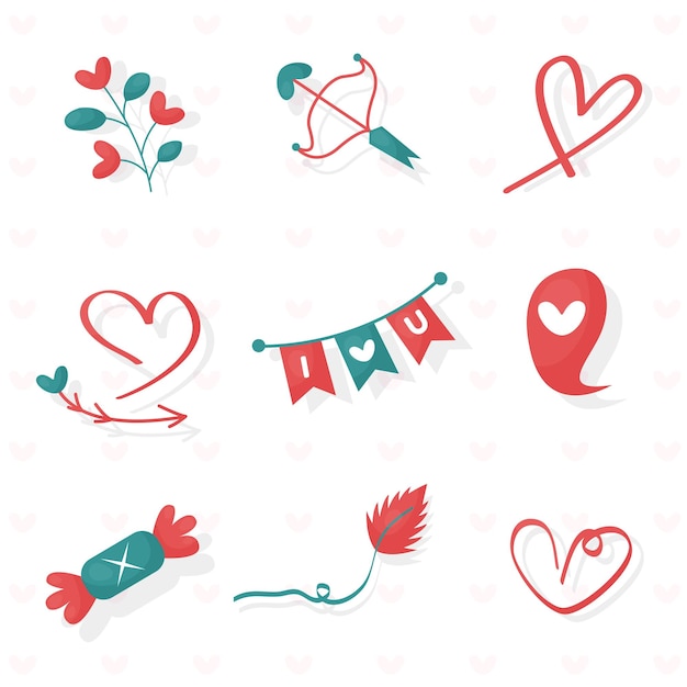 Vector conjunto vectorial de elementos del día de san valentín