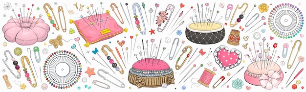 Conjunto vectorial de elementos de diseño de costura