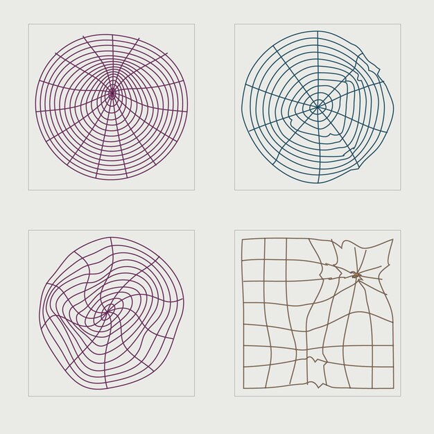 Conjunto vectorial de elementos futuristas retro psicodélicos Y2K Rave para decoración gráfica