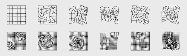 Conjunto vectorial de elementos geométricos minimalistas Y2K Formas de formas simples