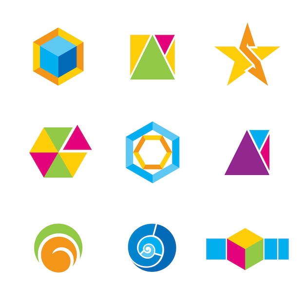 Conjunto vectorial de elementos geométricos Puede utilizarse como logotipos