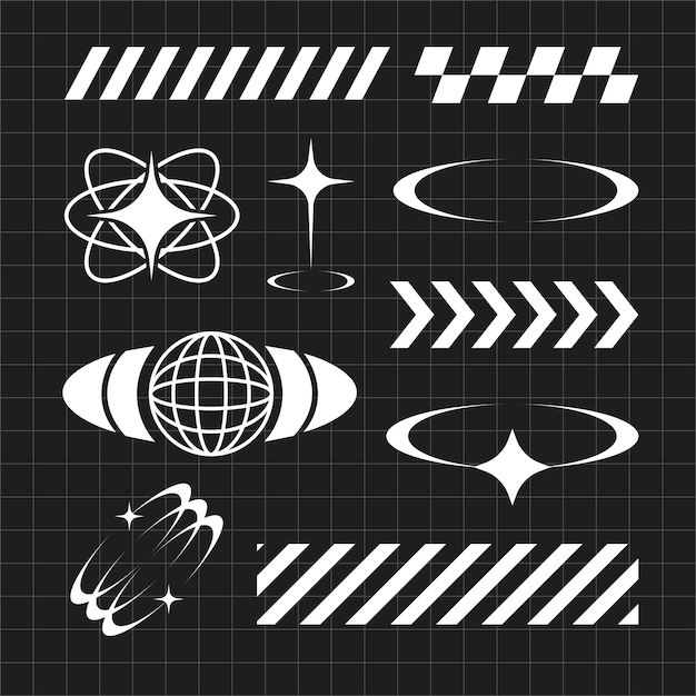 Conjunto vectorial de elementos gráficos de ropa de calle futurista