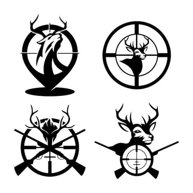 Conjunto vectorial de elementos de logotipo de caza perfecto para diseños al aire libre y de vida silvestre