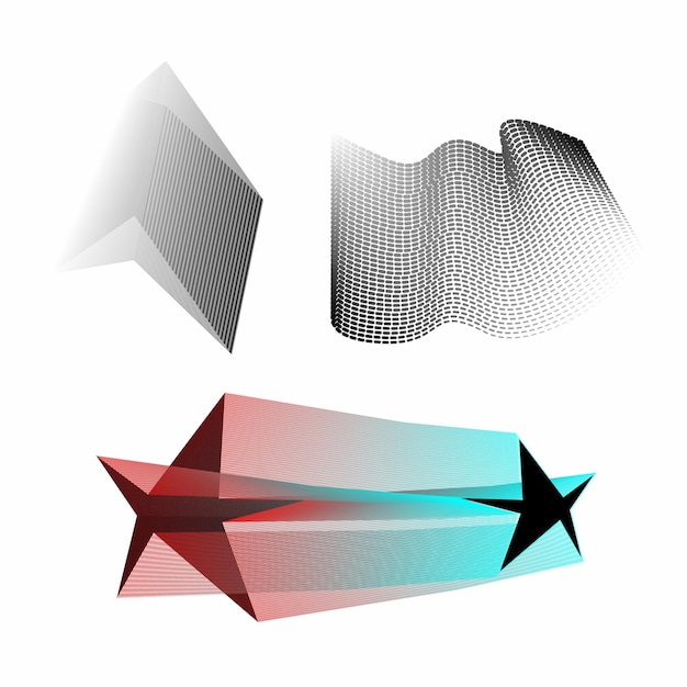 Conjunto vectorial de elementos mínimos abstractos dibujados a mano de mediados de siglo Estética línea de rayas contemporánea ar