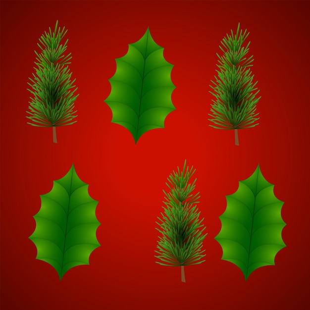 Conjunto vectorial de elementos navideños para el diseño del cartel BannerGreetings
