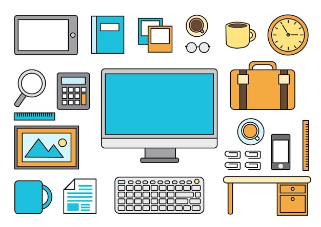 conjunto vectorial de elementos de oficina