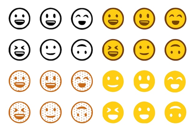 Conjunto vectorial de emoticonos en estilo garabato sobre fondo blanco