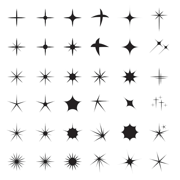 Conjunto vectorial de estrellas negras brillantes
