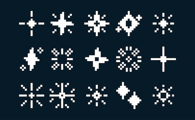 El conjunto vectorial de estrellas de píxeles estrellas brillantes clip art
