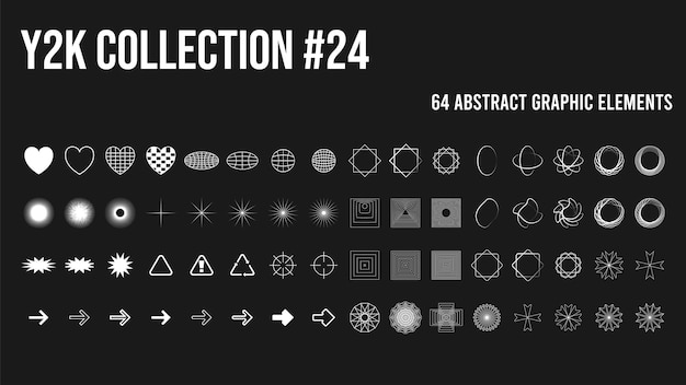 Conjunto vectorial de estrellas Y2K starburst y adornos gráficos retro futuristas
