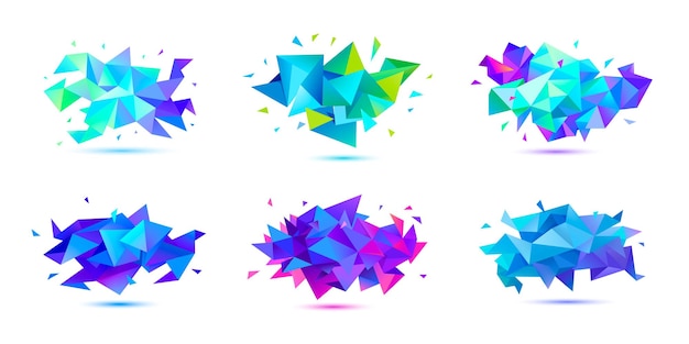 Conjunto vectorial de facetas abstractas formas 3d pancartas geométricas pósters de triángulo poli bajo poligono fondos de concepto moderno
