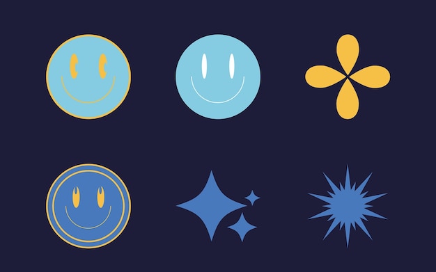 Conjunto vectorial de figuras posmodernas geométricas de moda Y2K Elementos para decoración gráfica