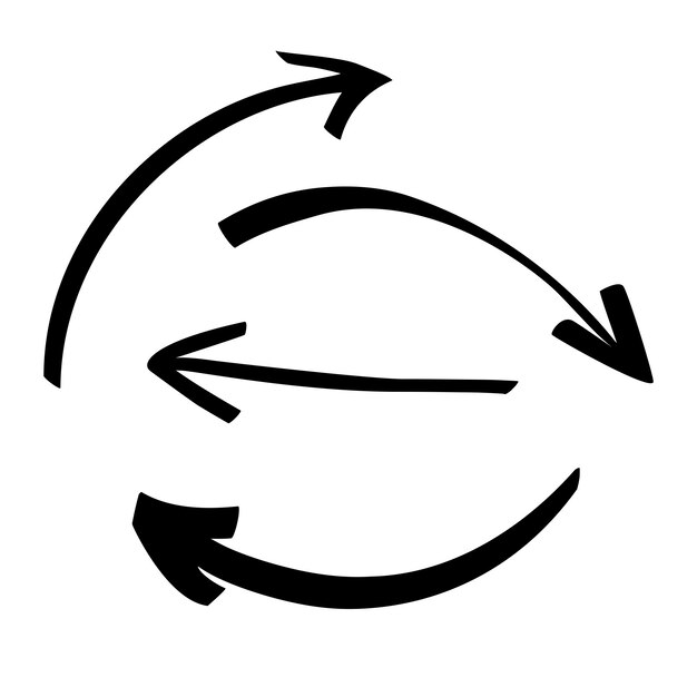 Conjunto vectorial de flechas abstractas curvas en negrita punteros grunge dibujados a mano líneas aisladas para el diseño