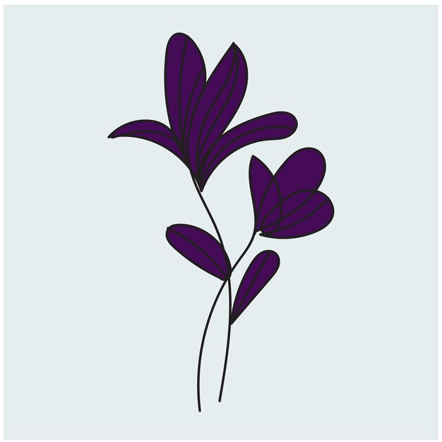 conjunto vectorial de flores lindas con ramas y hojas naturales