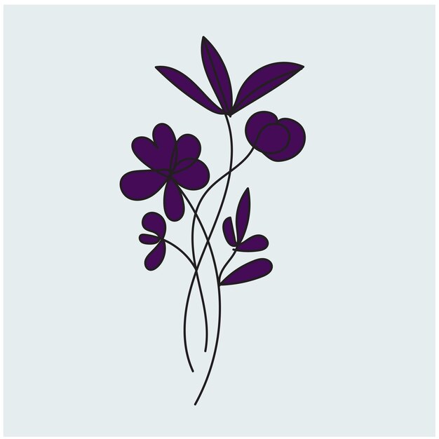 conjunto vectorial de flores lindas con ramas y hojas naturales