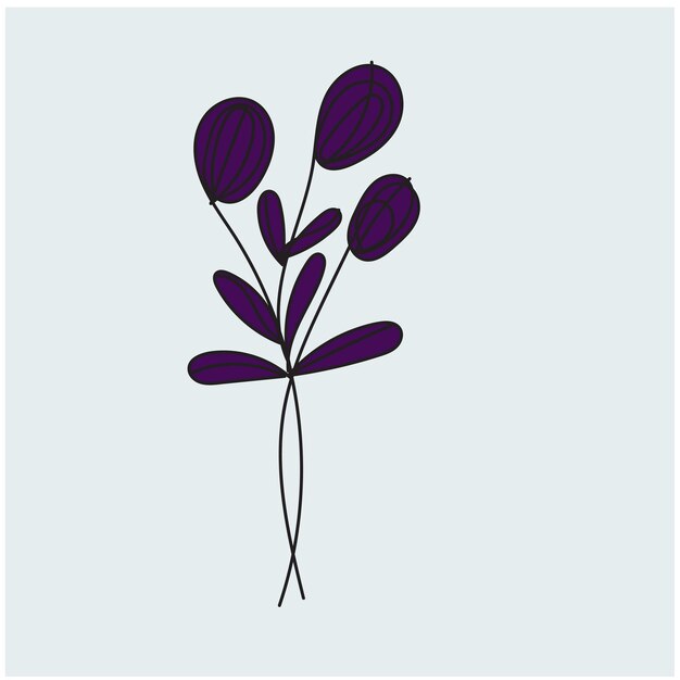 conjunto vectorial de flores lindas con ramas y hojas naturales