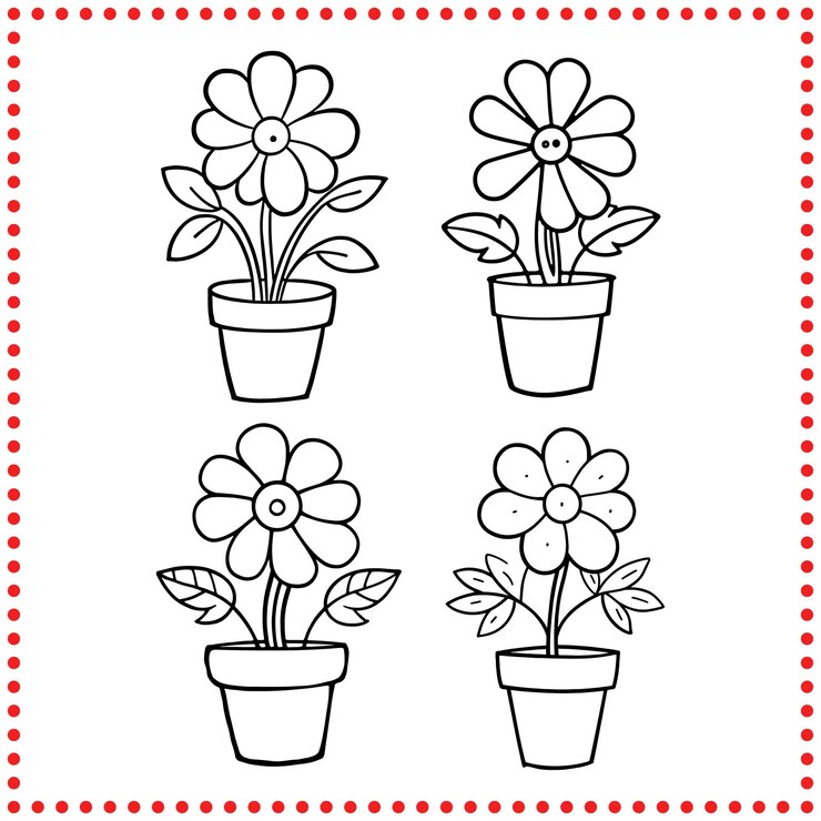 Vector conjunto vectorial de flores en maceta perfecto para diseños temáticos de primavera, logotipos de jardinería y gráficos florales
