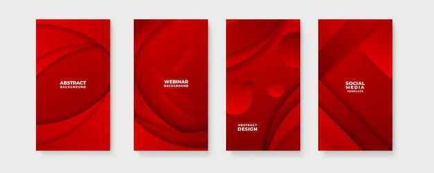 Conjunto vectorial de fondos creativos rojos abstractos en un estilo minimalista de moda con espacio de copia para plantillas de diseño de texto para historias de redes sociales