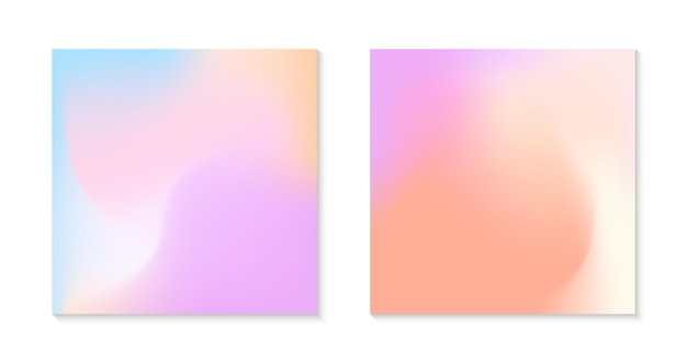 Conjunto vectorial de fondos de gradiente de malla en colores pastel suavesCopiar espacio para textoIlustraciones fluidas abstractas en y2k estética Modernas plantillas para banners diseño de marca portadas de redes sociales