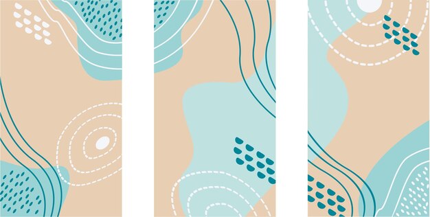 Conjunto vectorial de fondos de verano abstractos modernos Plantillas brillantes de moda