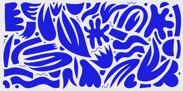 Conjunto vectorial de formas orgánicas abstractas collage estilo recortado composición de arte contemporáneo Matisse inspiró flores hojas geometría