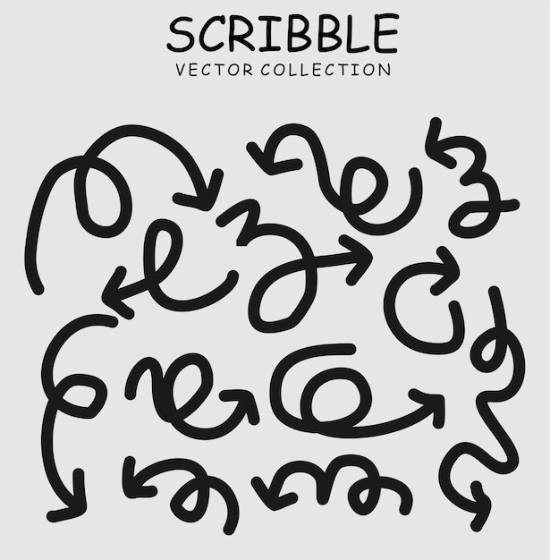 conjunto vectorial de garabates de pluma de tinta dibujados a mano